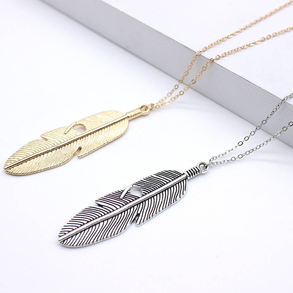 Women's Boho Feather Shaped Pendant Necklace Necklaces & Pendants Women's Jewelry