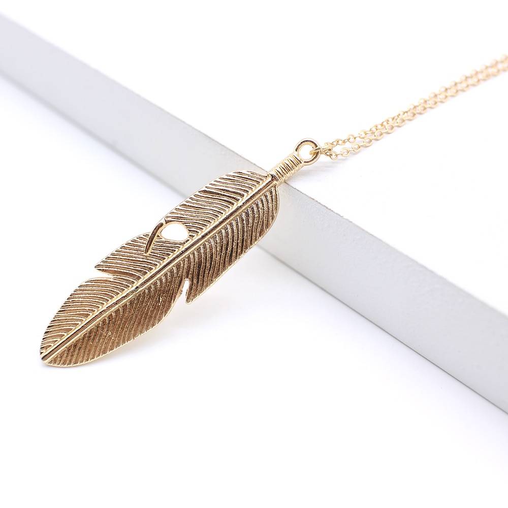 Women's Boho Feather Shaped Pendant Necklace Necklaces & Pendants Women's Jewelry