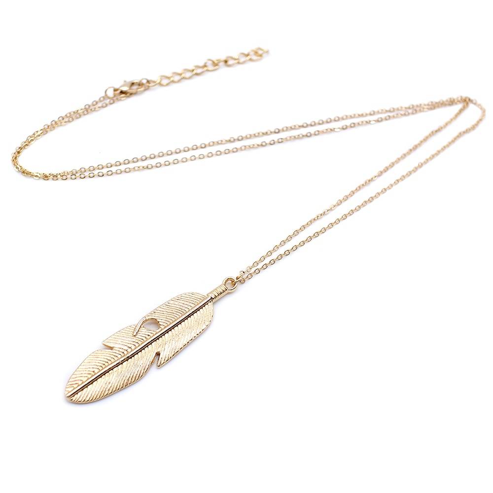 Women's Boho Feather Shaped Pendant Necklace Necklaces & Pendants Women's Jewelry