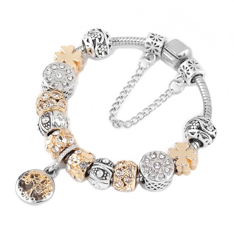 Vintage Silver Charm Bracelet with Tree of Life Pendant Bracelets & Bangles Women's Jewelry