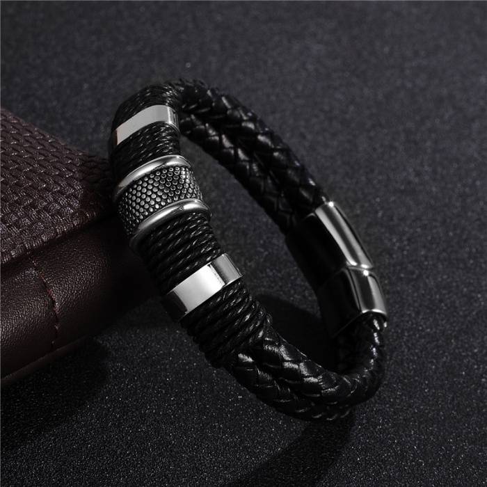 Men's Braided Leather Bracelet with Magnetic Clasp Men's Bracelets Men's Jewelry