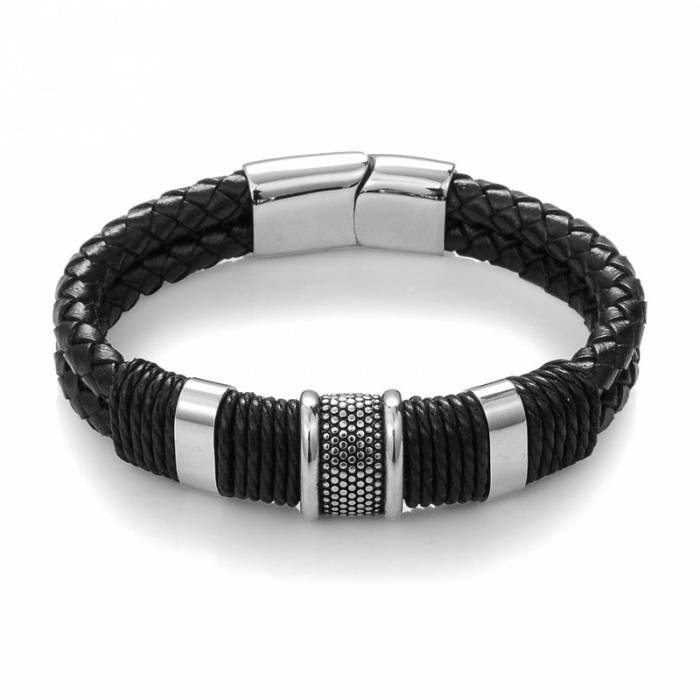 Men's Braided Leather Bracelet with Magnetic Clasp | Jewelry Addicts
