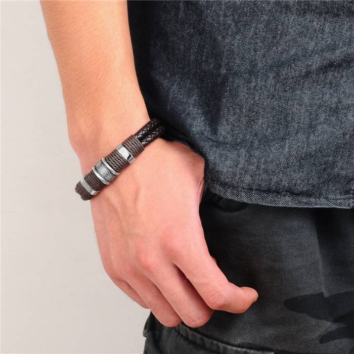 Men's Braided Leather Bracelet with Magnetic Clasp Men's Bracelets Men's Jewelry