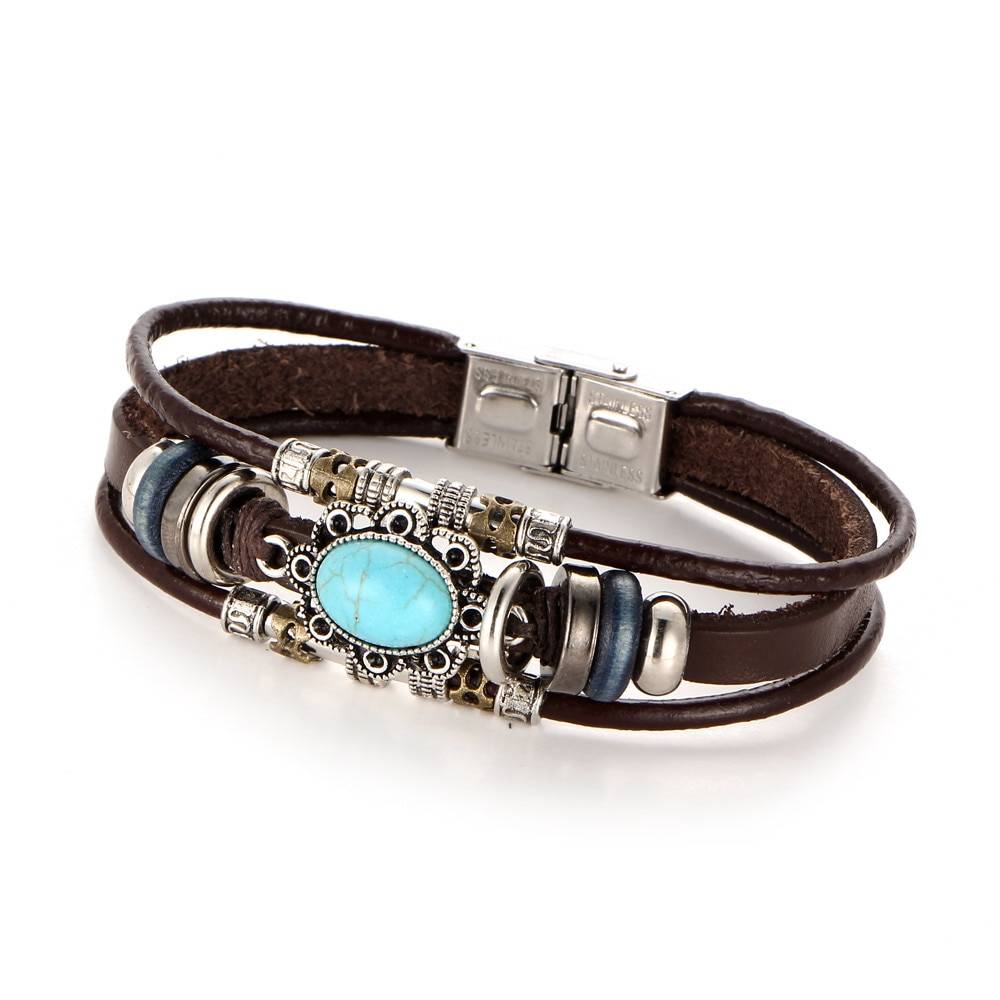 Boho Style Flower Charm Leather Women's Bracelet Bracelets & Bangles New Arrivals Women's Jewelry