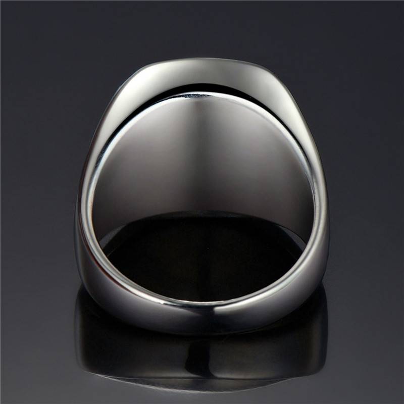Square Steel Black Stone Titanium Ring for Men | Jewelry Addicts