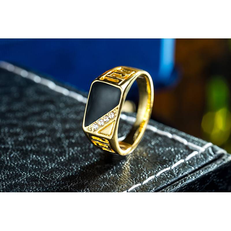 Classic Rhinestone Men's Enamel Ring | Jewelry Addicts
