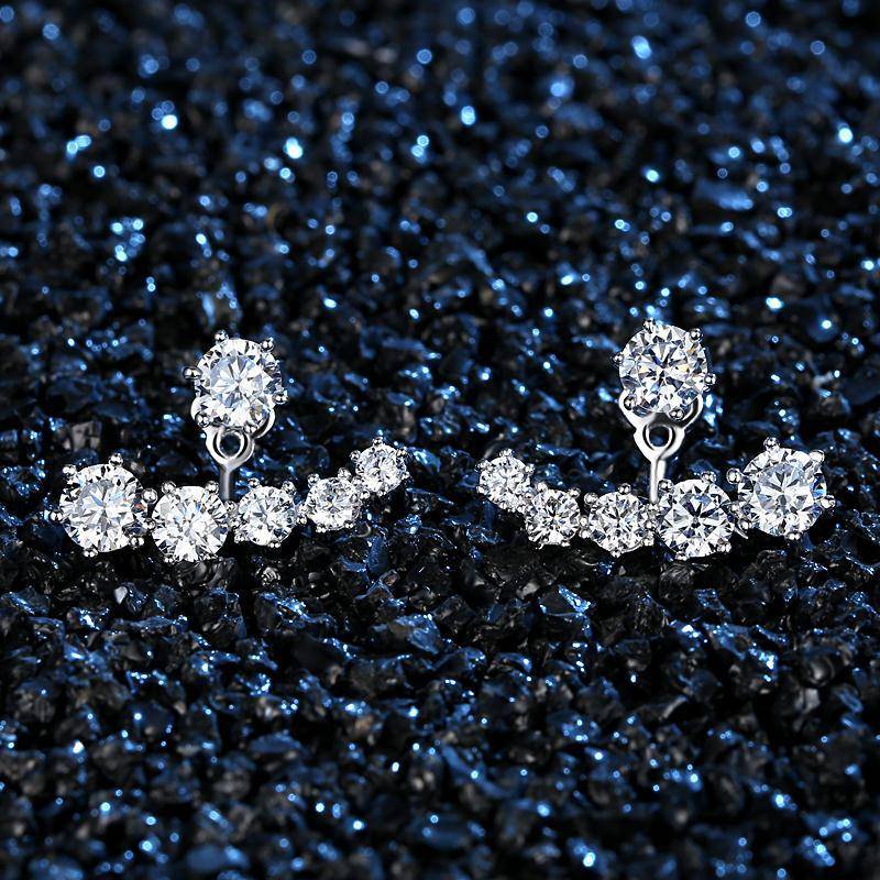 Sterling Silver CZ Crystal Stud Earrings Women's Earrings Women's Jewelry