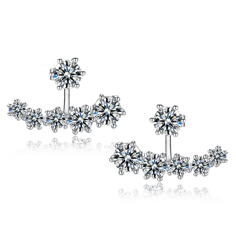 Sterling Silver CZ Crystal Stud Earrings Women's Earrings Women's Jewelry