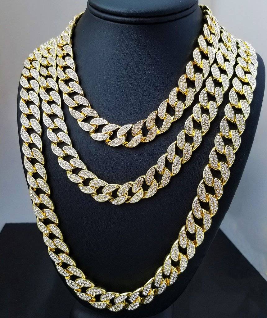 Men's Iced Out Rhinestone Link Chains Men's Chains Men's Jewelry