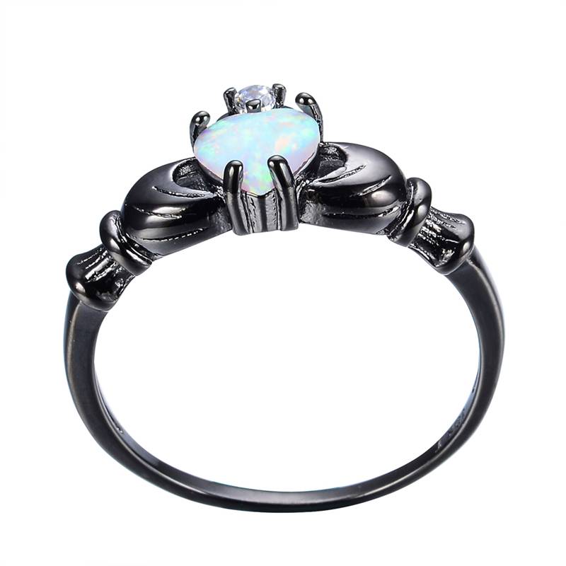 Women’s Unique Ring with Heart Shaped Opal Women's Jewelry Women's Rings