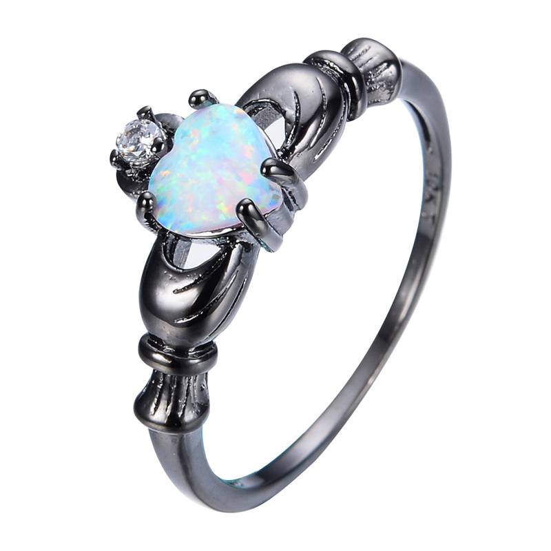 Women’s Unique Ring with Heart Shaped Opal Women's Jewelry Women's Rings