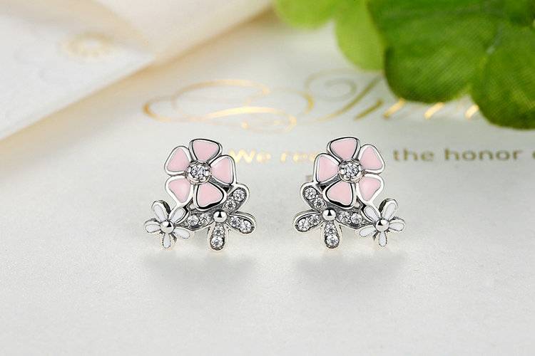 Pink Cherry Blossom Women's Stud Earrings Women's Earrings Women's Jewelry