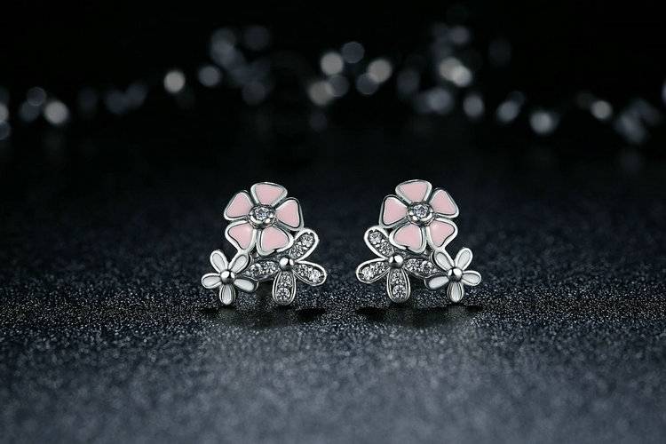 Pink Cherry Blossom Women's Stud Earrings Women's Earrings Women's Jewelry