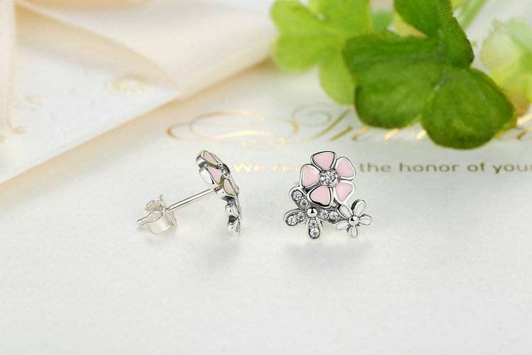 Pink Cherry Blossom Women's Stud Earrings Women's Earrings Women's Jewelry