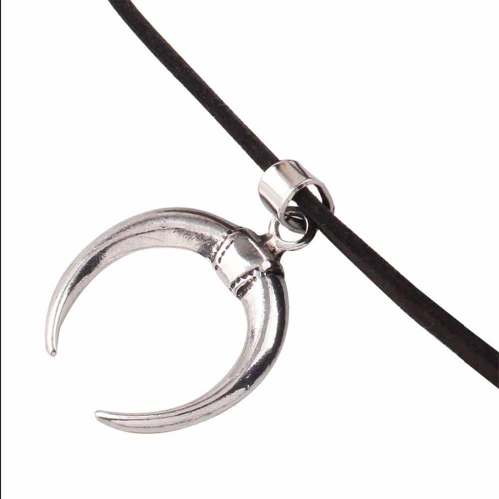 Gothic Moon Shape Women's Leather Choker Necklace Necklaces & Pendants Women's Jewelry
