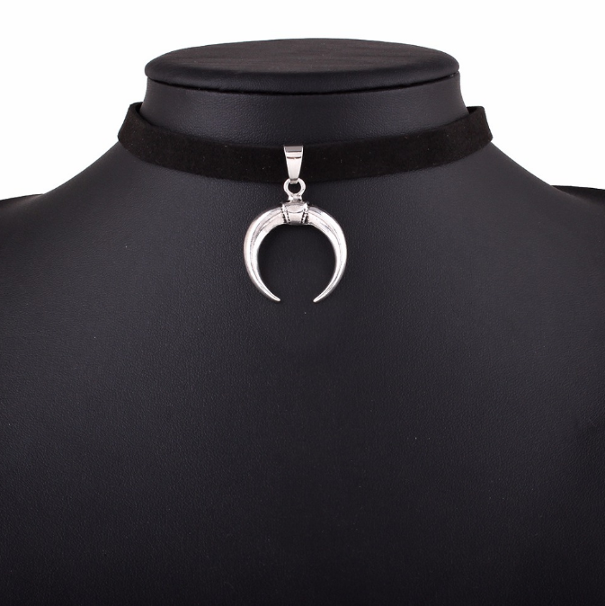 Gothic Moon Shape Women's Leather Choker Necklace Necklaces & Pendants Women's Jewelry