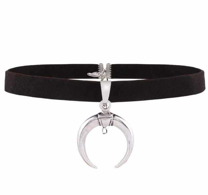 Gothic Moon Shape Women's Leather Choker Necklace Necklaces & Pendants Women's Jewelry