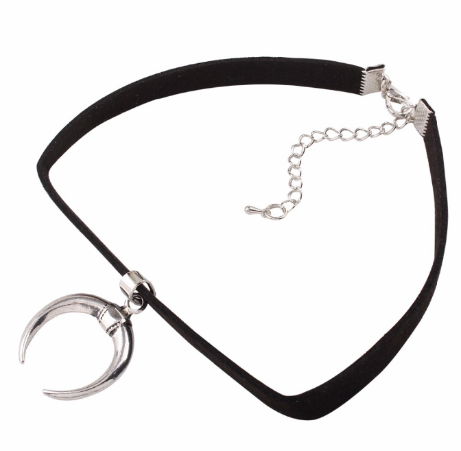 Gothic Moon Shape Women's Leather Choker Necklace Necklaces & Pendants Women's Jewelry
