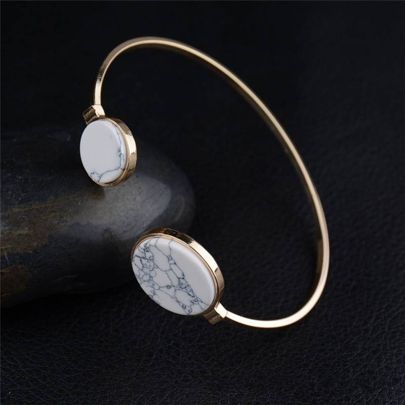 White and Black Marble Stone Bangle Bracelets & Bangles Women's Jewelry