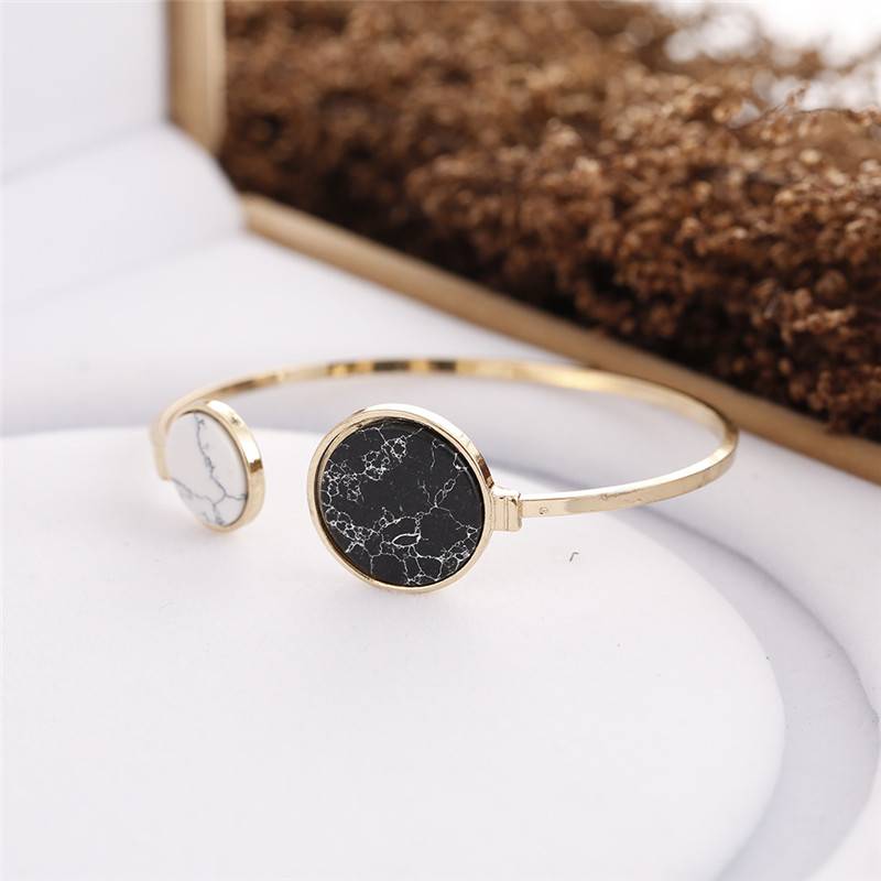 White and Black Marble Stone Bangle Bracelets & Bangles Women's Jewelry