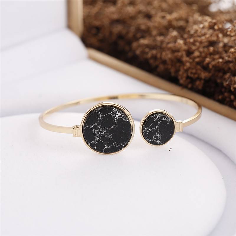 White and Black Marble Stone Bangle Bracelets & Bangles Women's Jewelry