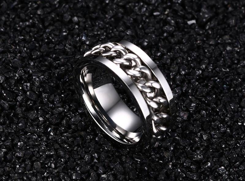 Men's Chain Decor Spinner Ring | Jewelry Addicts