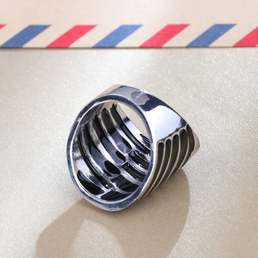Men's Black Enamel Big Ring Men's Jewelry Mens Rings