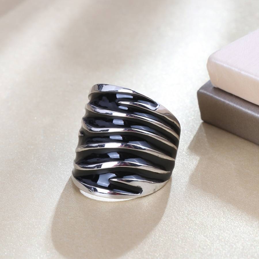 Men's Black Enamel Big Ring Men's Jewelry Mens Rings