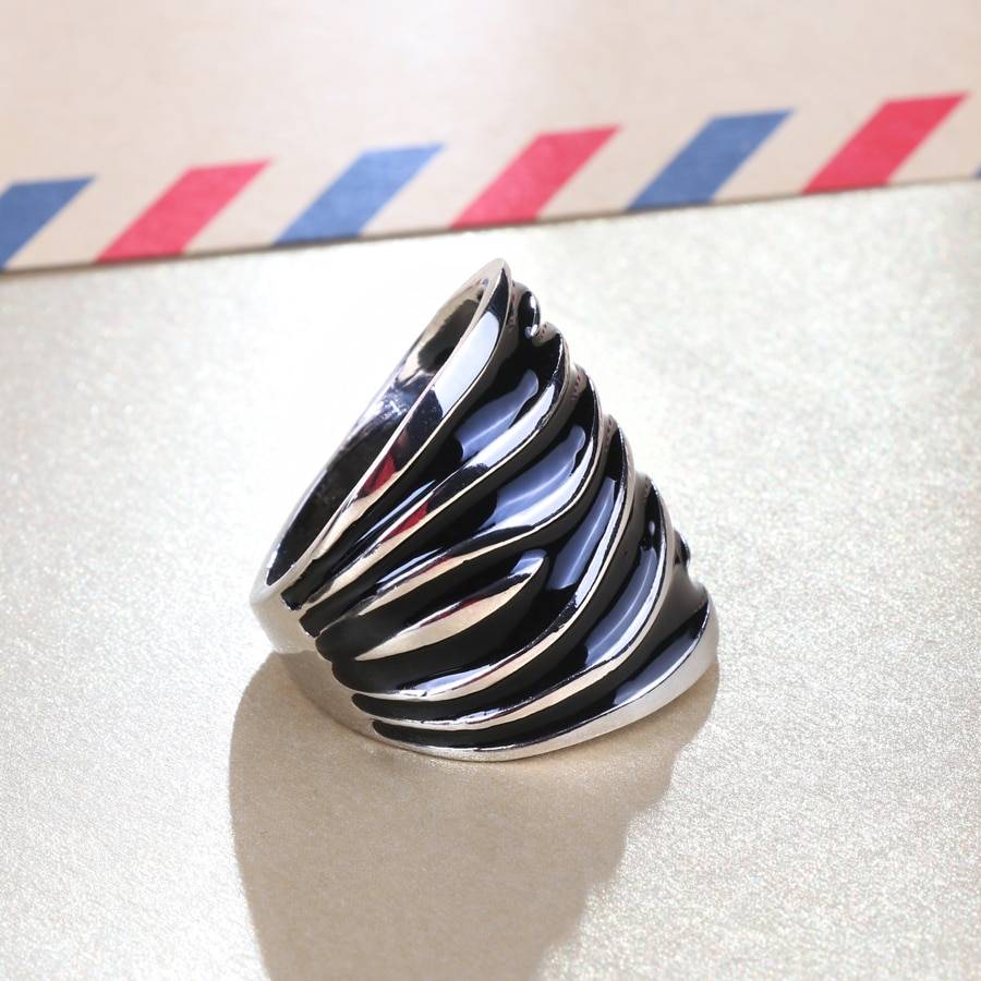 Men's Black Enamel Big Ring Men's Jewelry Mens Rings