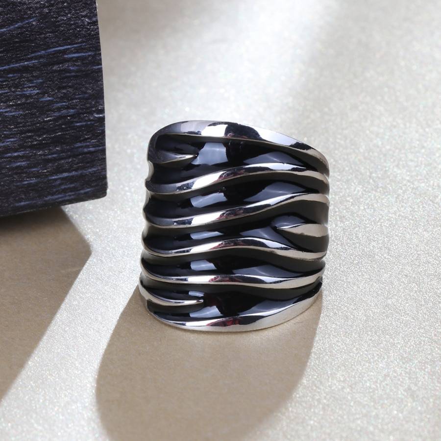 Men's Black Enamel Big Ring Men's Jewelry Mens Rings