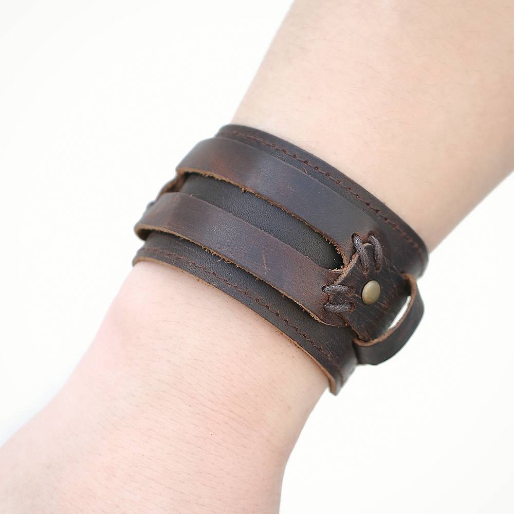 Men’s Punk Wide Leather Bracelet Men's Bracelets Men's Jewelry