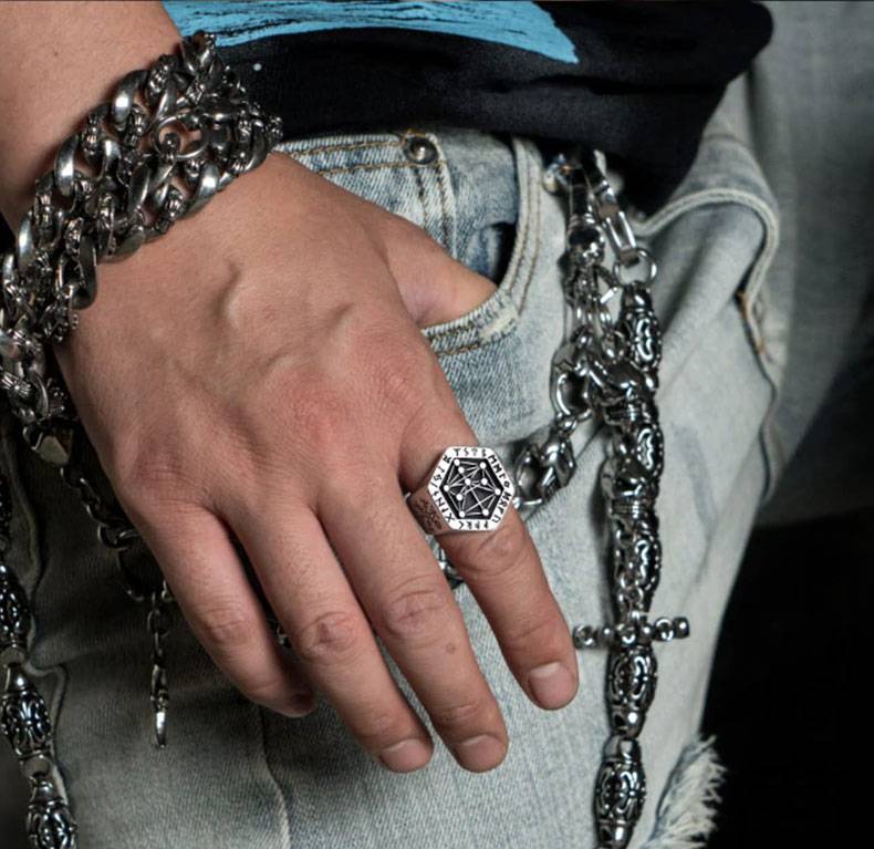 Unique Nordic Mythology Viking Rune Stainless Ring Men's Jewelry Mens Rings