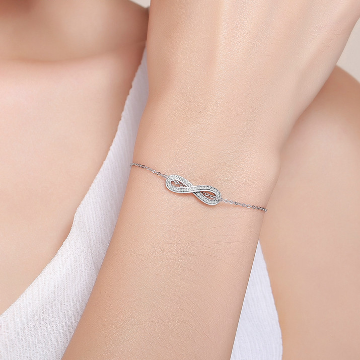 Silver Crystal CZ Link Chain Bracelet Bracelets & Bangles Women's Jewelry