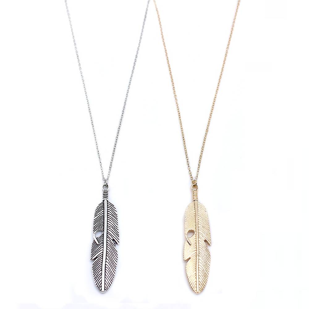 Women's Boho Feather Shaped Pendant Necklace Necklaces & Pendants Women's Jewelry