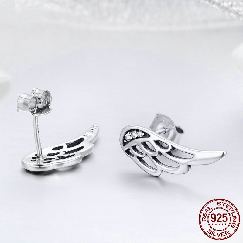 Silver Feather Fairy Wings Stud Earrings | Jewelry Addicts
