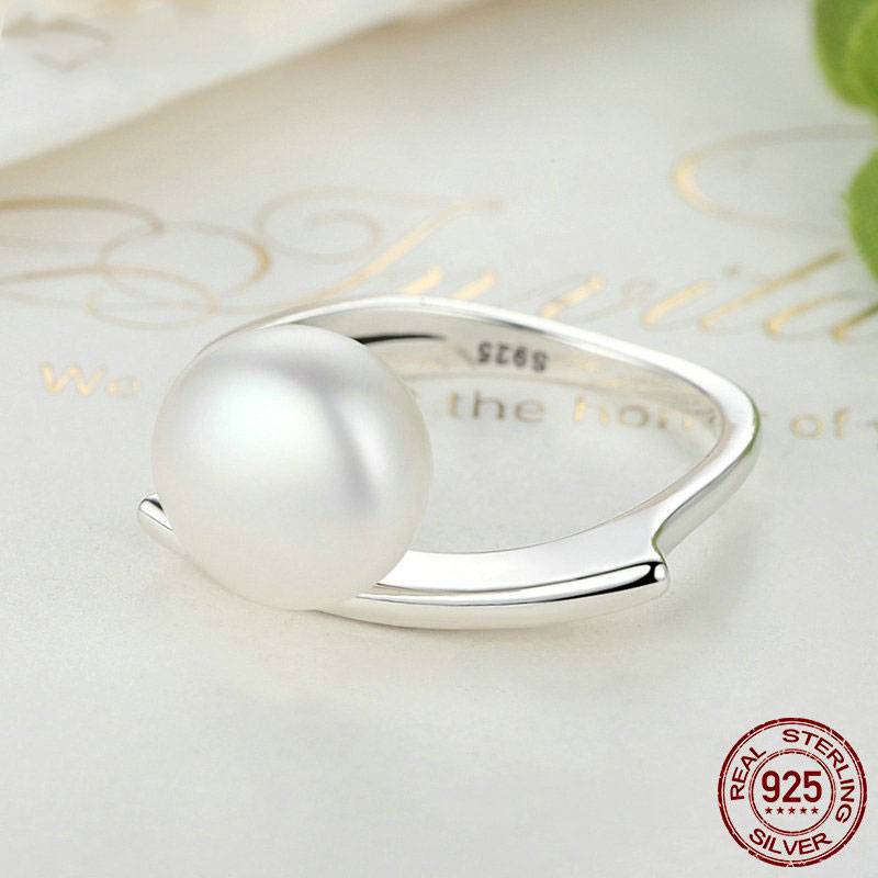 Sterling Silver Freshwater Pearl Engagement Ring Women's Rings