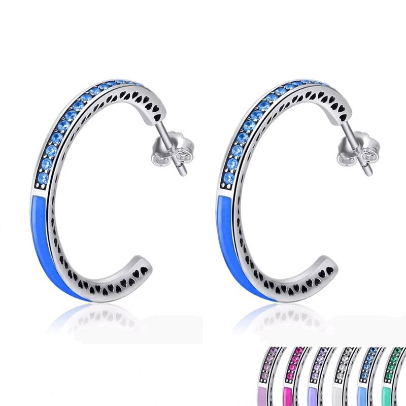 Radiant Hearts Enamel and Clear Hoop Earrings Women's Earrings Women's Jewelry