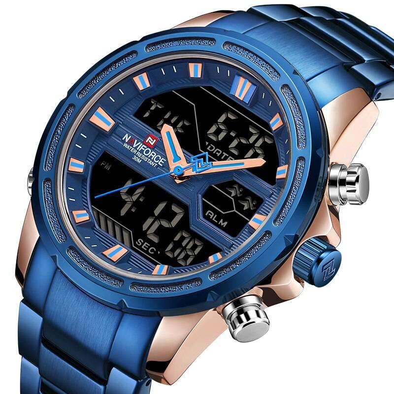 Men's Sports Steel Military Quartz Digital Watches Men's Wrist Watches Naviforce