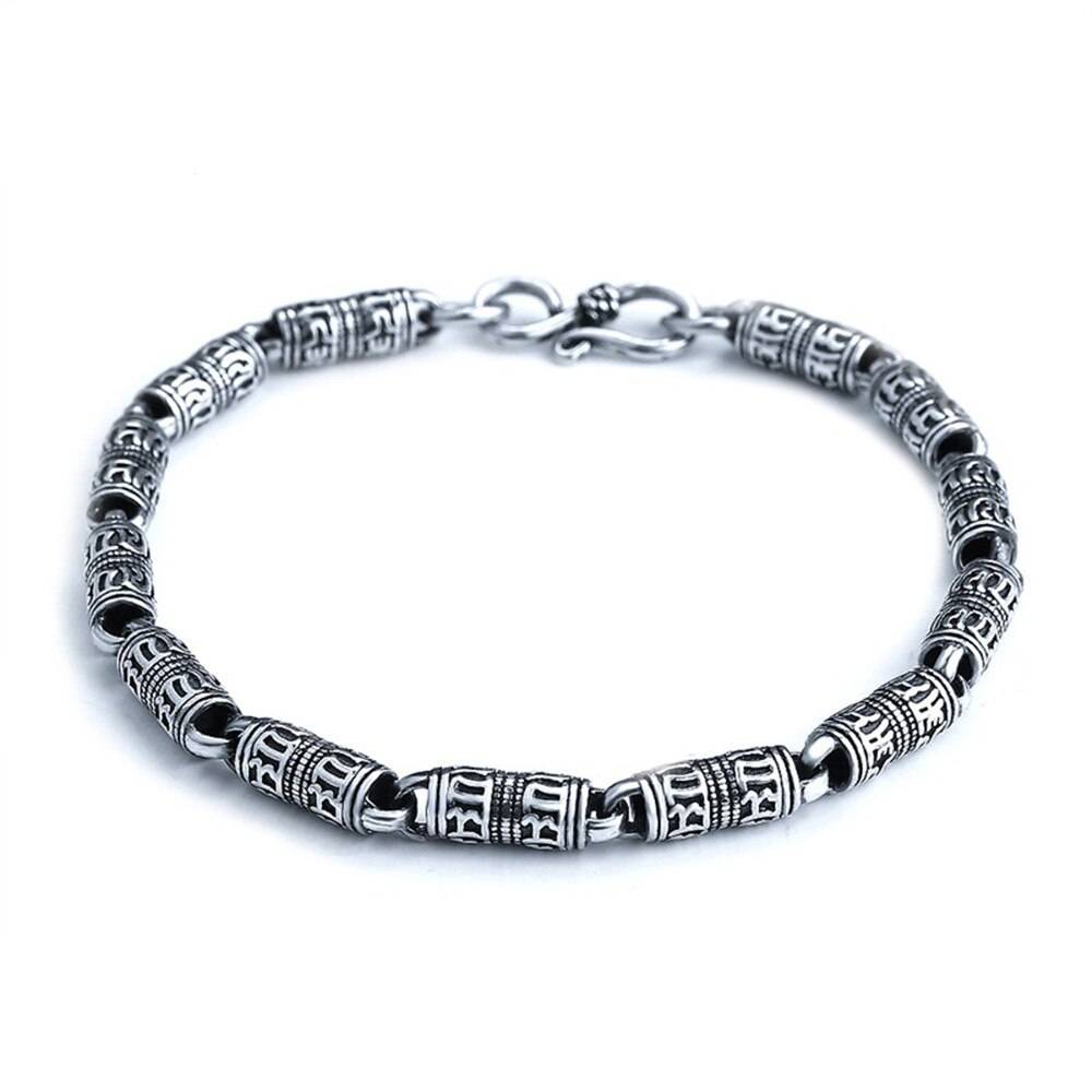 Sterling Silver Thai Devanagari Mantra Lucky Bracelet Men's Bracelets