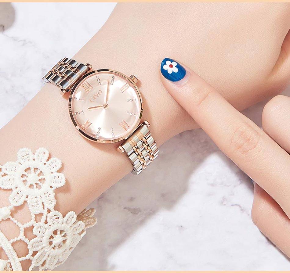Crystal Women Waterproof Gold Steel Strap Watches Women's Watches