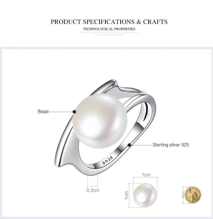 Sterling Silver Freshwater Pearl Engagement Ring Women's Rings