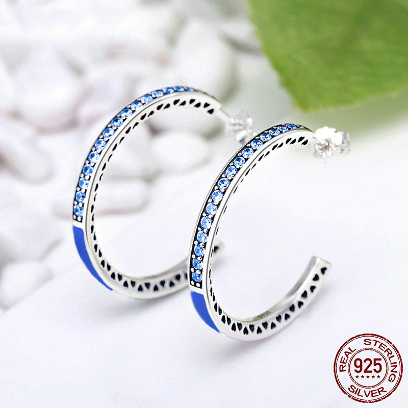 Radiant Hearts Enamel and Clear Hoop Earrings Women's Earrings Women's Jewelry