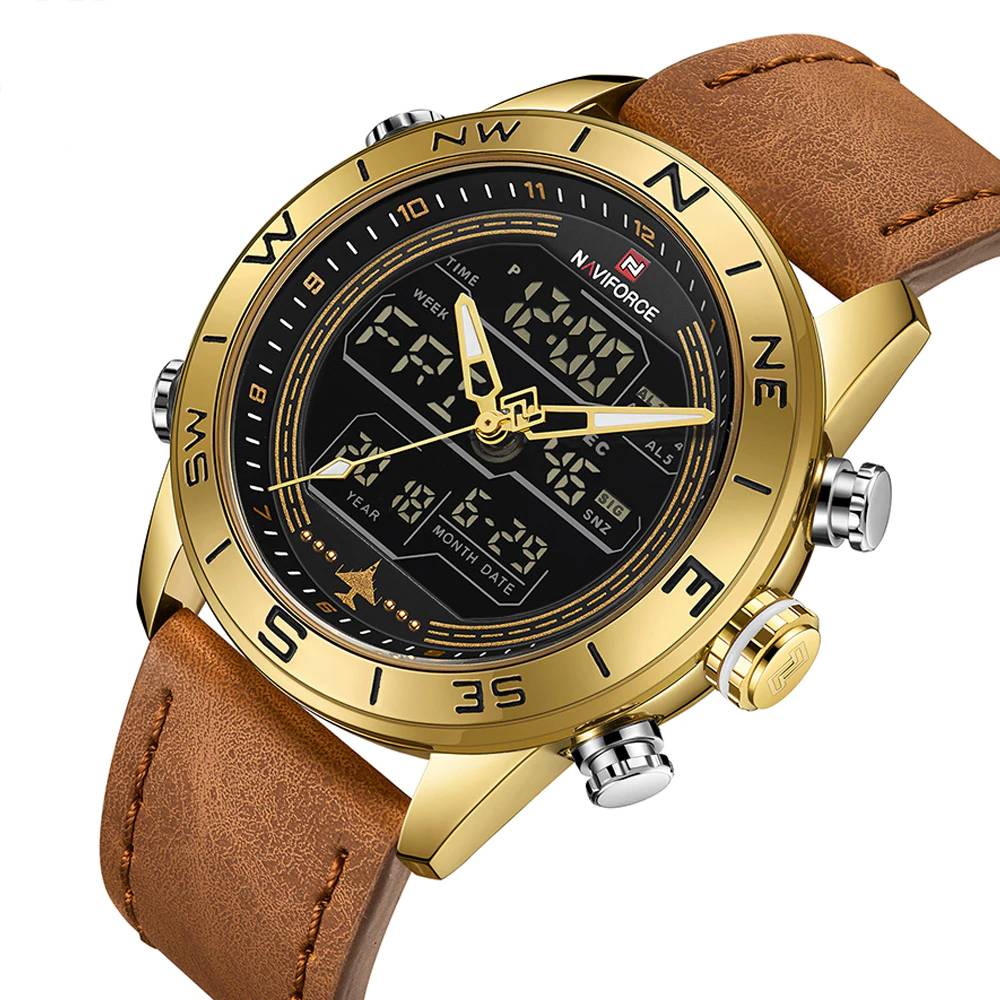 Military Men's Quartz Dual Display Watches Men's Wrist Watches Naviforce