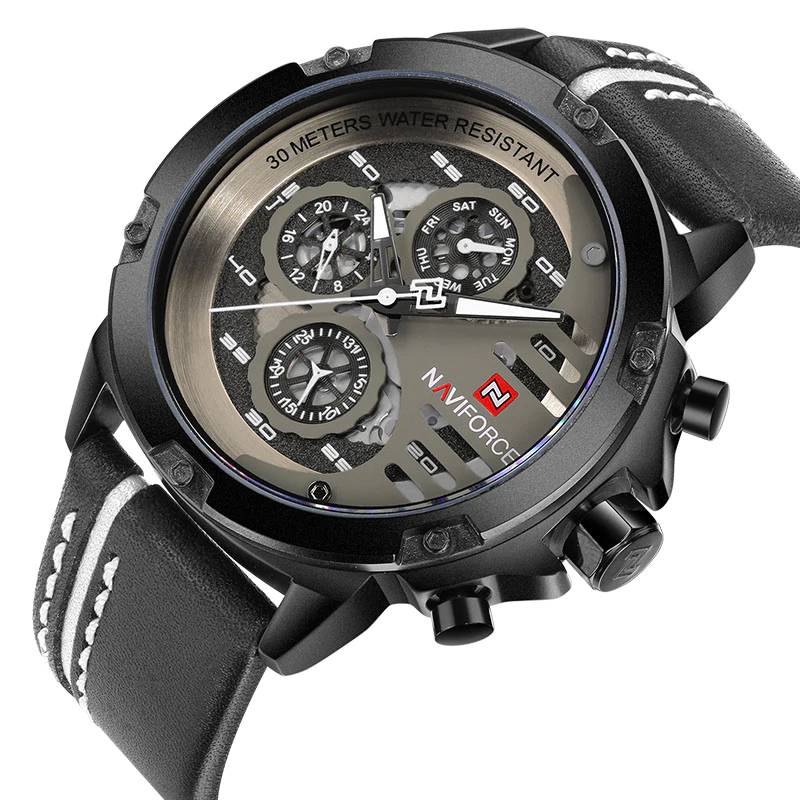 Waterproof Quartz Men Leather Sport Watches Men's Wrist Watches Naviforce