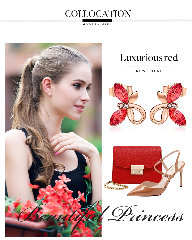 Butterfly Earrings Embellished with Swarovski Crystals Women's Earrings Women's Jewelry