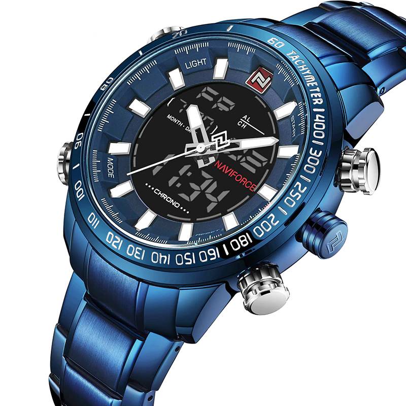 Men's Sport Steel Quartz Digital Waterproof Watches Men's Wrist Watches Naviforce
