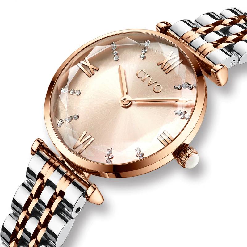 Crystal Women Waterproof Gold Steel Strap Watches Women's Watches