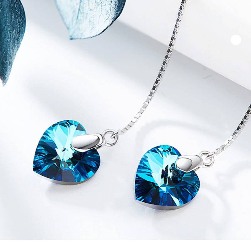 Embellished with Swarovski Heart Dangle Crystals Earrings Women's Earrings Women's Jewelry
