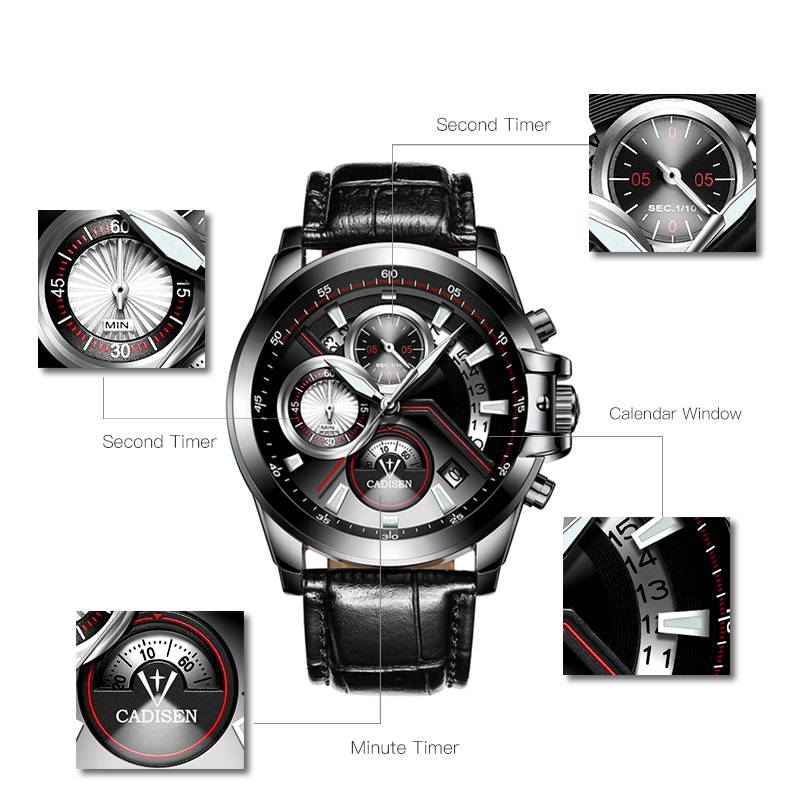 CADISEN Quartz Waterproof Stainless Steel Watch Cadisen Men's Wrist Watches