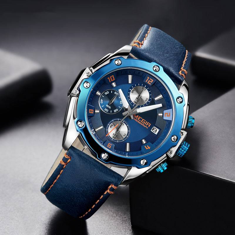 Business Creative Quartz Leather Strap Men’s Watches Megir Men's Wrist Watches